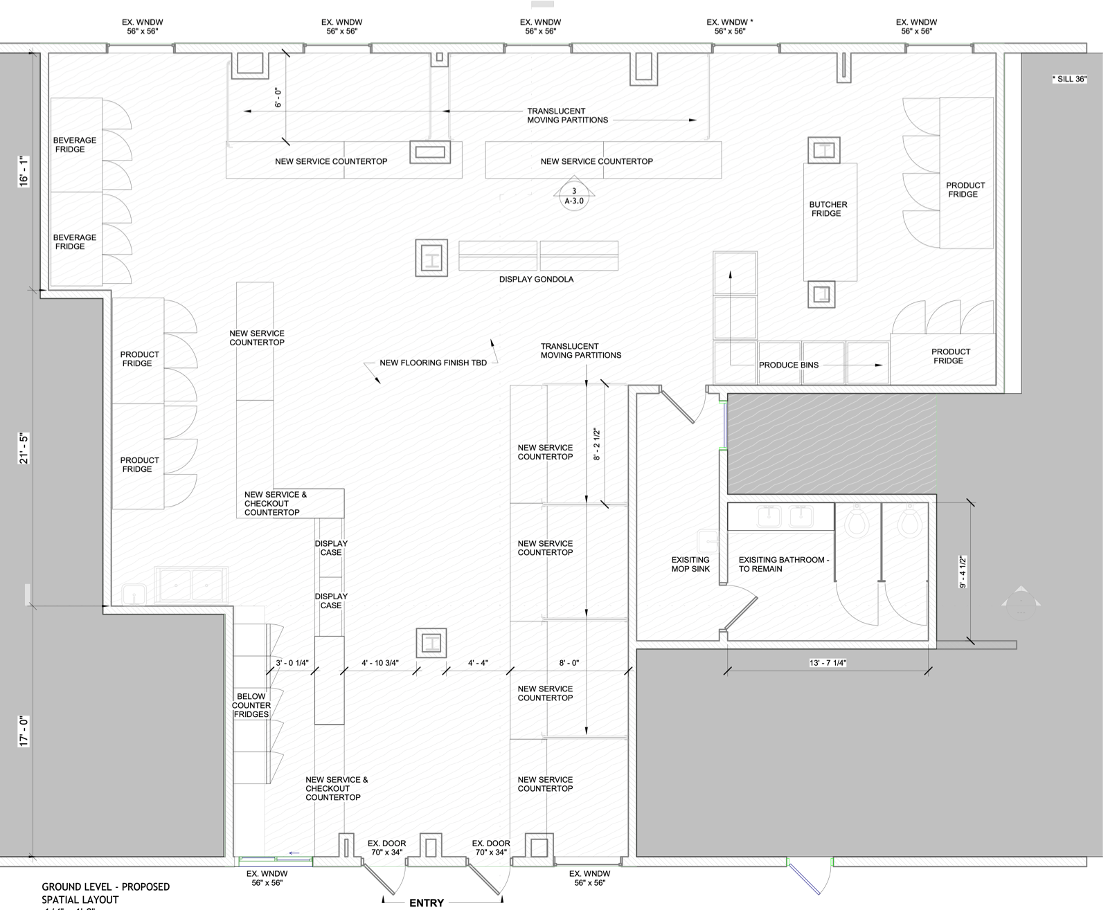 Ground level proposed spatial layout — permit drawing